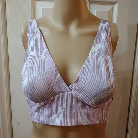 2 NWT Auden purple and white striped women's size medium bras - Picture 1 of 9